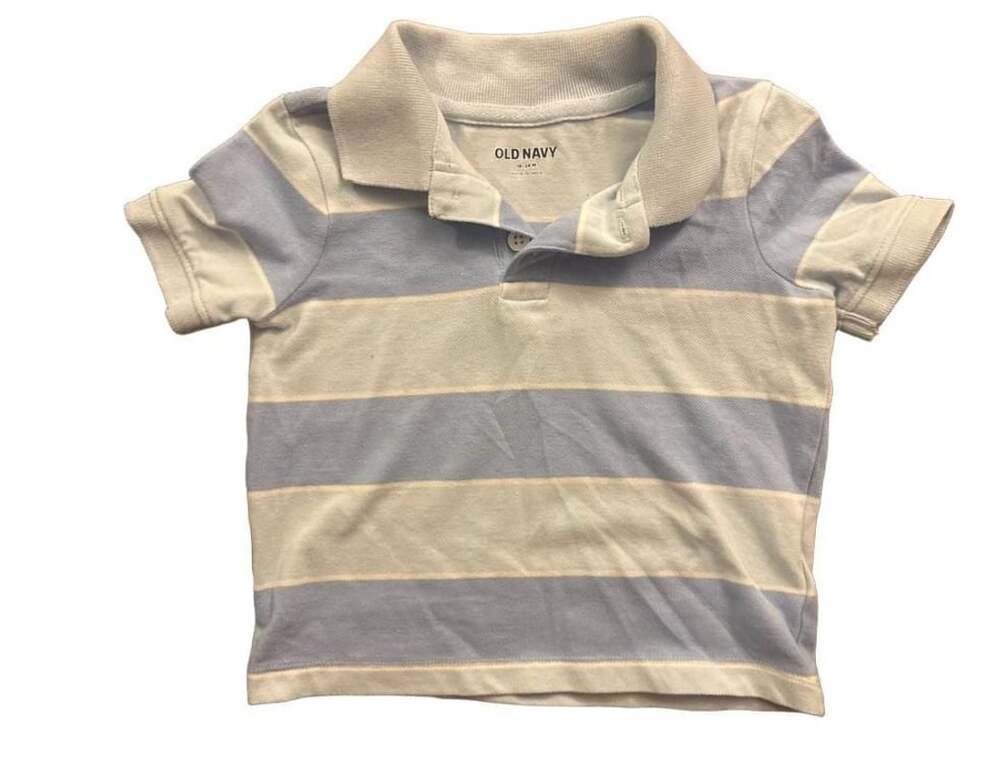 Old Navy Striped Polo Shirt Size 18-24M Light Blue White Cotton
